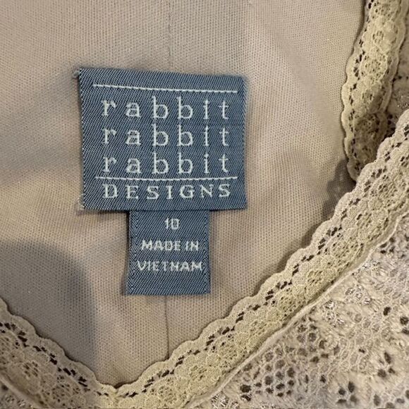 Rabbit Rabbit Rabbit Designs Crochet Lace Dress Cream Ivory Stretch Size 10 - Picture 6 of 13